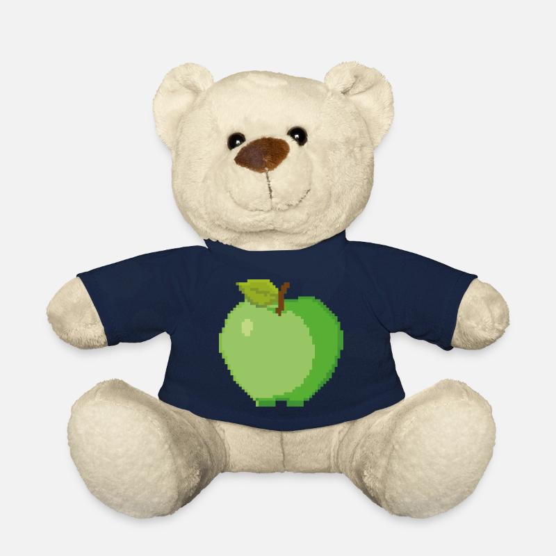 Retro Pixel Green Apple - Teddy Bear - french navy