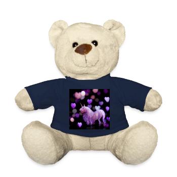 Lila Einhorn mit Herzen - Teddy - French Navy - Vorne