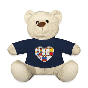 Cœur avec tableau Mondrian Victory Boogie Woogie - Nounours - bleu marine - Devant
