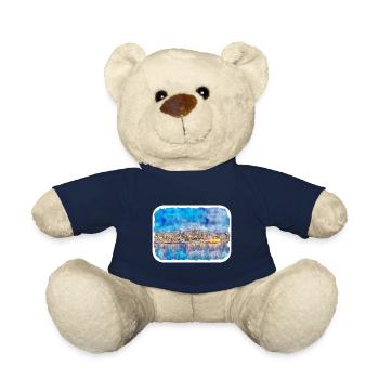 Malta Landmark Watercolor Sketch Paint Illustratio - Teddy Bear - french navy - Front