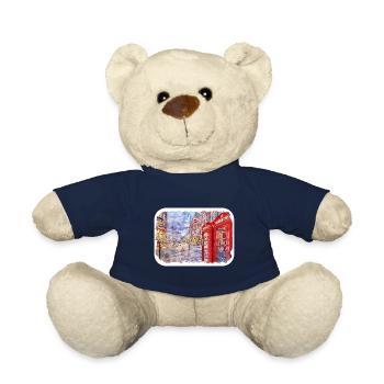 London UK Aquarell Skizze Handgezeichnetes Gemälde - Teddy - French Navy - Vorne