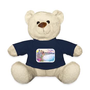 Marrakech Morrocco Watercolor Sketch Drawn Paintin - Teddy Bear - french navy - Front