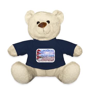 Japan Watercolor Sketch Hand Drawn Illustration - Teddy Bear - french navy - Front