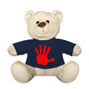 Main rouge - main de sang - BLOODY HAND - Nounours - bleu marine - Devant