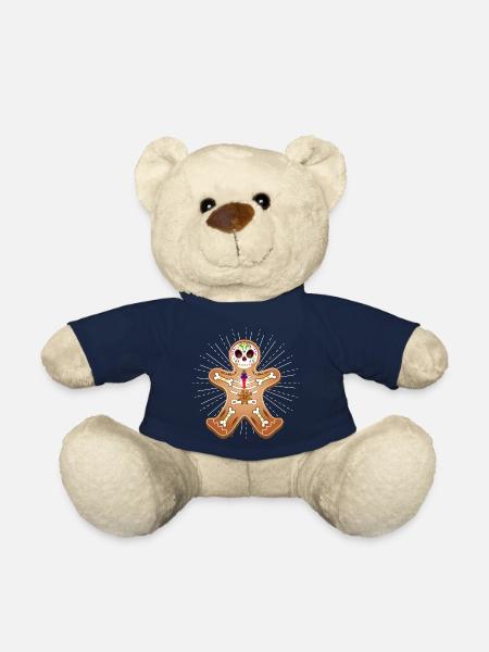 Gingerbread Man Sugar Skull Decor for Christmas - Teddy Bear - french navy