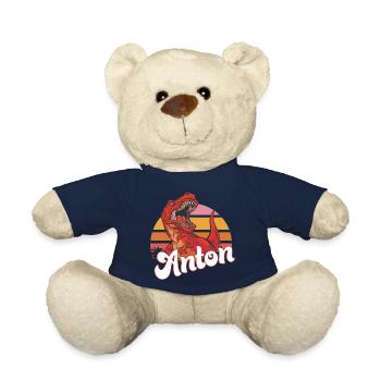 ANTON - Beau prénom de garçon avec T-REX Dino - Nounours - bleu marine - Devant