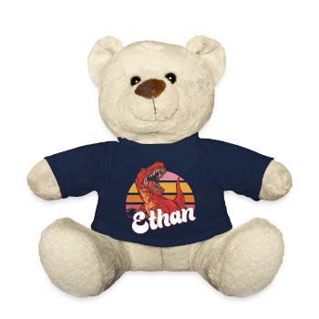 ETHAN - Schöner Jungen Name mit T-REX Dino - Teddy - French Navy - Vorne