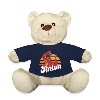 ANTON - Beau prénom de garçon avec T-REX Dino - Nounours - bleu marine - Devant