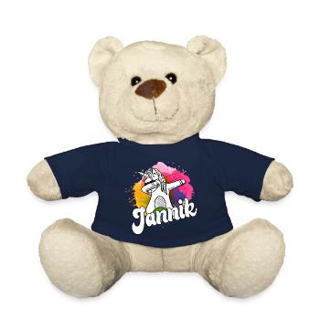 JANNIK - Beautiful Boy Name with Cool Unicorn - Teddy Bear - french navy - Front