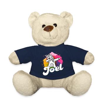 JOEL - Beau nom de garçon avec licorne cool - Nounours - bleu marine - Devant
