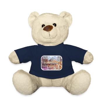 Amsterdam Pays-Bas Aquarelle Dessin - Nounours - bleu marine - Devant