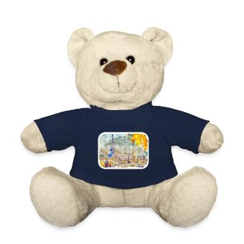 Paris France Aquarelle Illustration - Nounours - bleu marine - Devant
