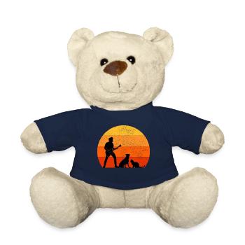 Bass Guitar Player Musician Bassist Cat Dog Animal - Teddy Bear - french navy - Front