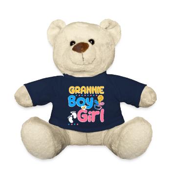 Pink or Blue Grannie Loves You Best Grandma Ever - Teddy Bear - french navy - Front