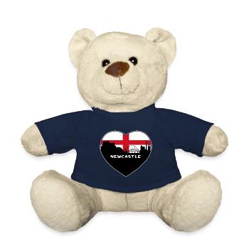 Newcastle England Flag Skyline Travel Souvenir - Teddy Bear - french navy - Front