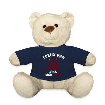 j peux pas j ai chasse avec mon papa - Nounours - bleu marine - Devant