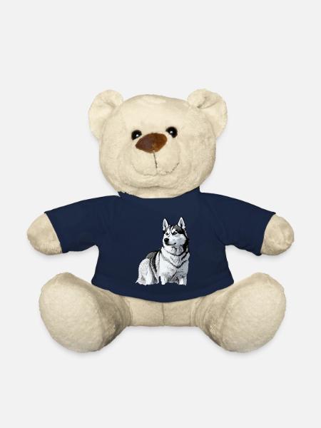 Nette Husky Hund Rasse Kopf Cartoon Illustration - Teddy - French Navy