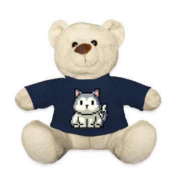 8bit 16bit verpixelt Katze - Teddy - French Navy - Vorne