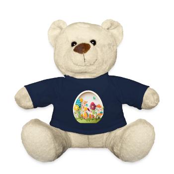 Joli œuf de bébé design pour Pâques et le printemps - Nounours - bleu marine - Devant