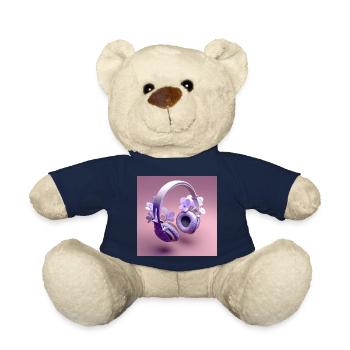 casque audio violet avec des fleurs - Nounours - bleu marine - Devant