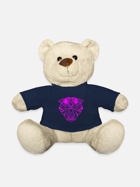 Tigre rose géométrique line art design - Nounours - bleu marine