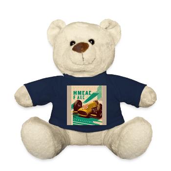 Retro Car Poster Vintage Car Old School - Teddy Bear - french navy - Front