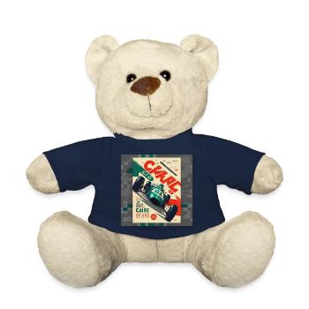 Retro Car Poster Vintage Car Old School - Teddy Bear - french navy - Front
