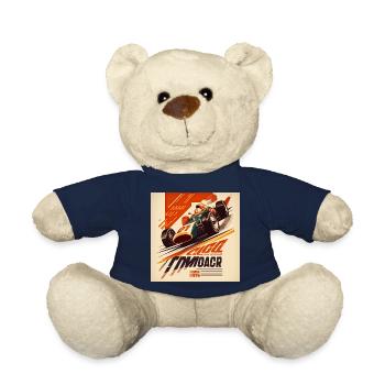 Retro Car Poster Vintage Car Old School - Teddy Bear - french navy - Front
