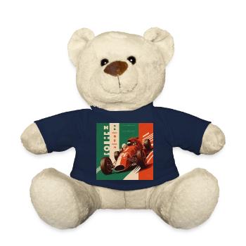 Retro Car Poster Vintage Car Old School - Teddy Bear - french navy - Front
