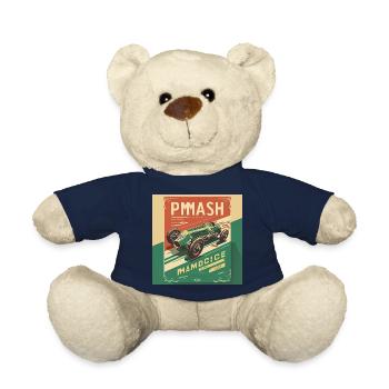 Retro Car Poster Vintage Car Old School - Teddy Bear - french navy - Front