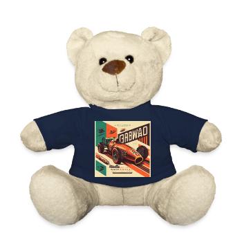 Retro Car Poster Vintage Car Old School - Teddy Bear - french navy - Front