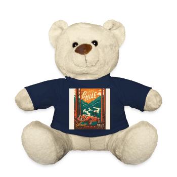 Retro Car Poster Vintage Car Old School - Teddy Bear - french navy - Front