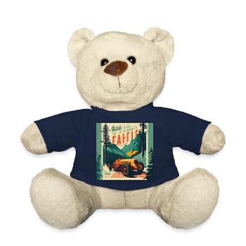 Retro Car Poster Vintage Car Old School - Teddy Bear - french navy - Front