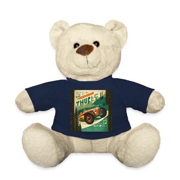 Retro Car Poster Vintage Car Old School - Teddy Bear - french navy - Front
