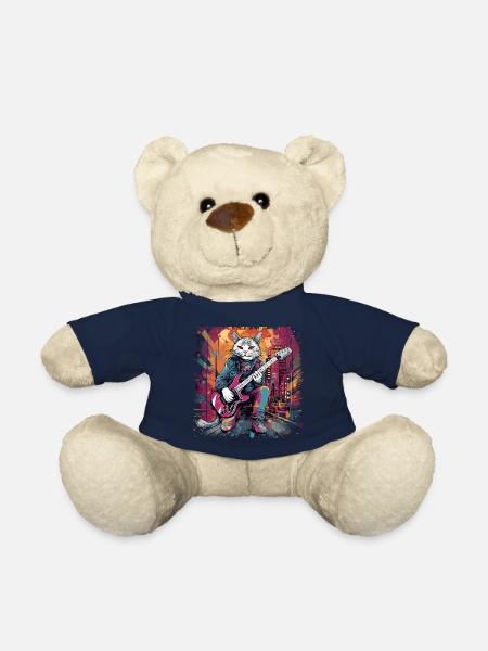 Cat Musicien E Guitare Smell N Roll Music Animal - Nounours - bleu marine