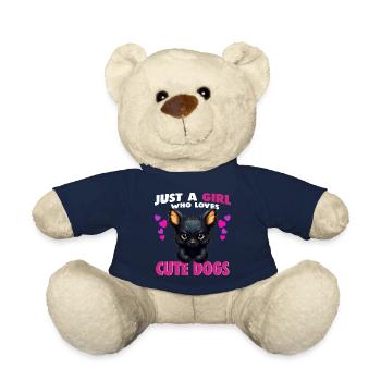 Just a Girl who Loves Cute Dogs - Teddy Bear - french navy - Front