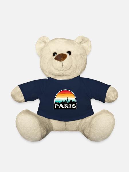 Paris France Flag Skyline Souvenir de voyage - Nounours - bleu marine