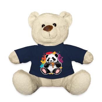 Happy Panda Eating with Paint Splatter Sticker Des - Teddy Bear - french navy - Front