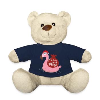 Flamingo Design Lustige Weihnachtspullover - Teddy - French Navy - Vorne