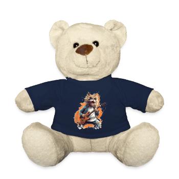 Singing guitar playing cat - Teddy Bear - french navy - Front