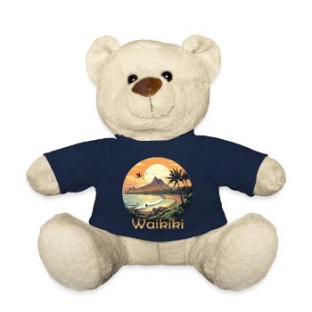 Waikiki Hawaii sunset on the beach - Teddy Bear - french navy - Front
