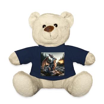 Fire Breathing Bunny Dragon #25 - Teddy Bear - french navy - Front