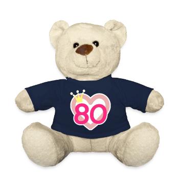 80th Birthday Princess Crown - Teddy Bear - french navy - Front