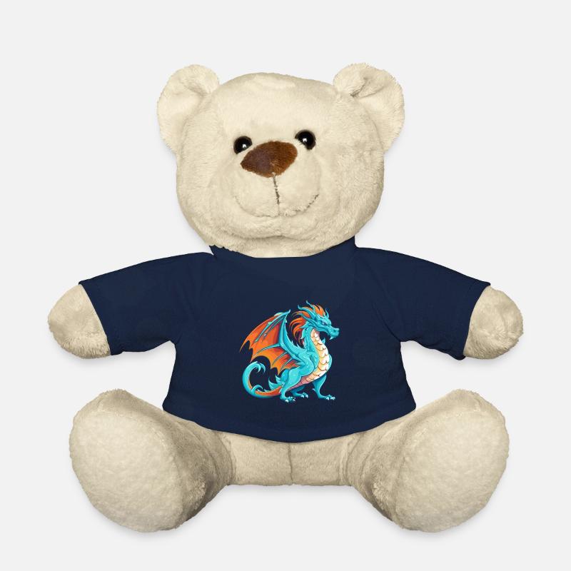 Drache Buntes Aquarell Cartoon Kawaii Tier - Teddy - French Navy