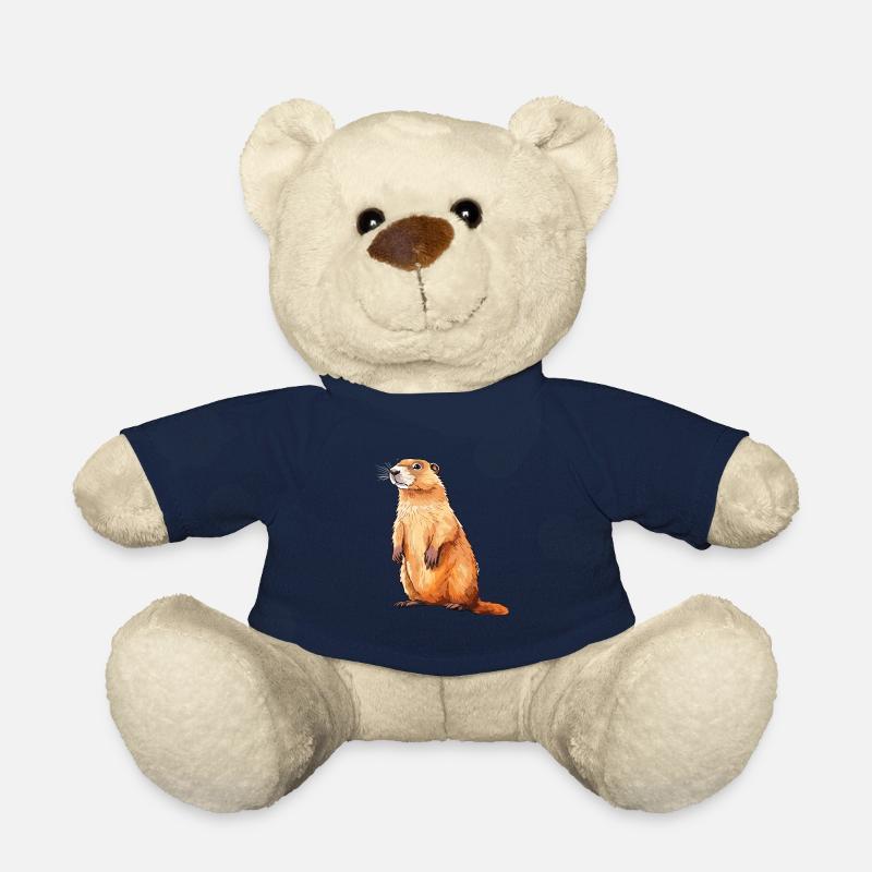 Murmeltier buntes Aquarell Cartoon Kawaii Tier - Teddy - French Navy