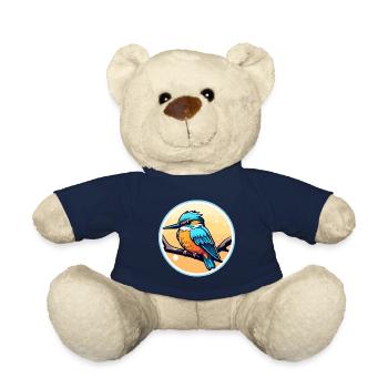 Kingfisher Bird Drawing - Teddy Bear - french navy - Front