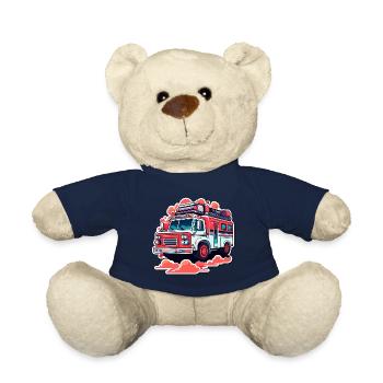 Illustration de camion de pompiers - Nounours - bleu marine - Devant