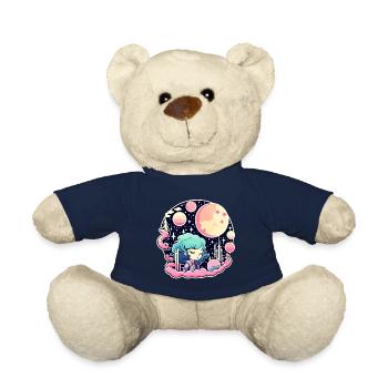 Moon Landscape Illustration - Teddy Bear - french navy - Front