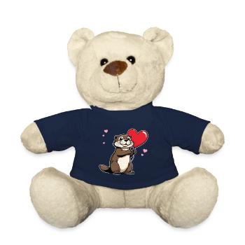 Coeur de loutre - Saint-Valentin - Nounours - bleu marine - Devant