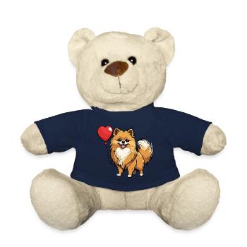 Zwergspitz Herz - Valentinstag - Teddy - French Navy - Vorne